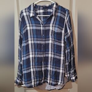 Women's Lucky Brand Blue Plaid Shirt